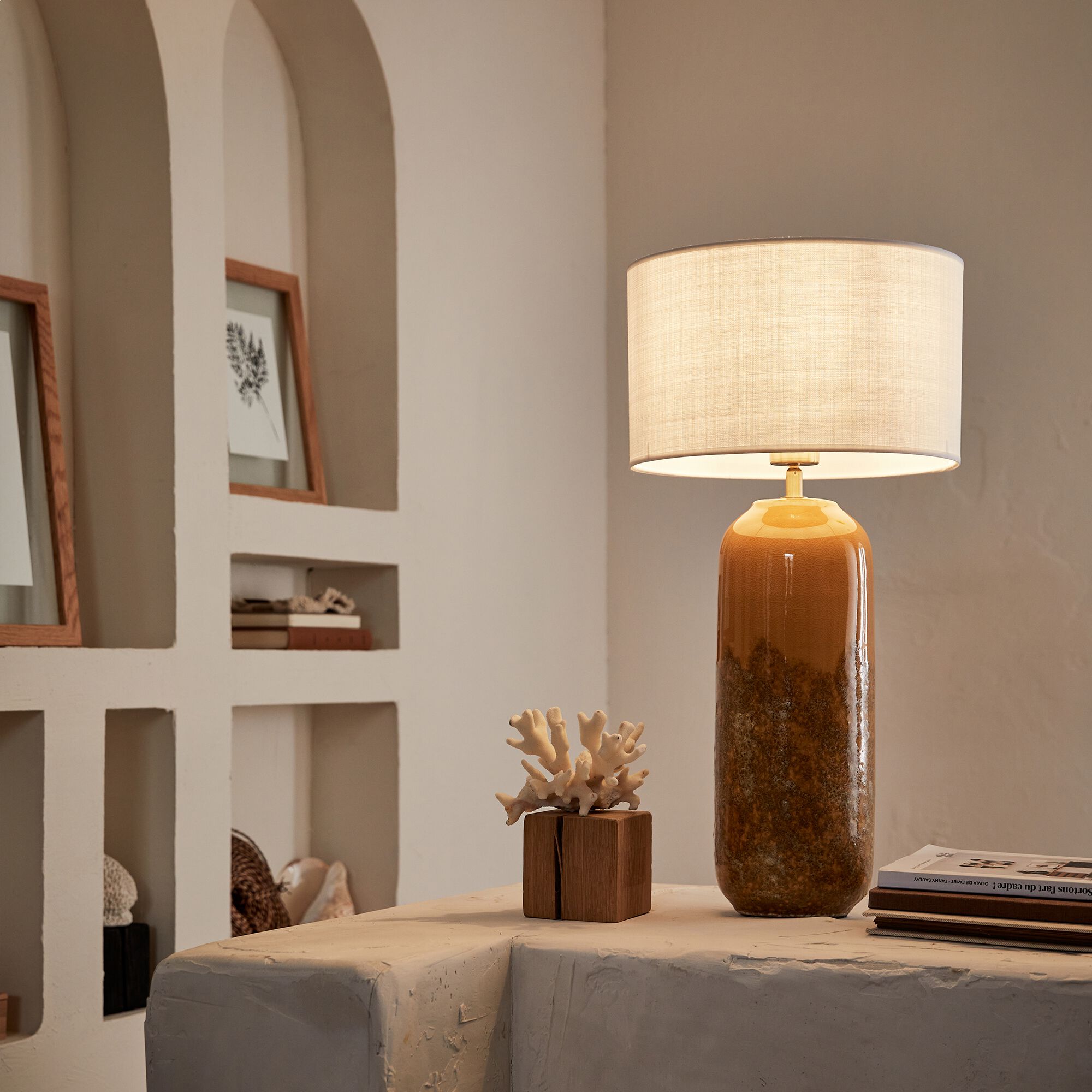 MISTRAL - Abat-jour en coton D30cm - blanc capelan