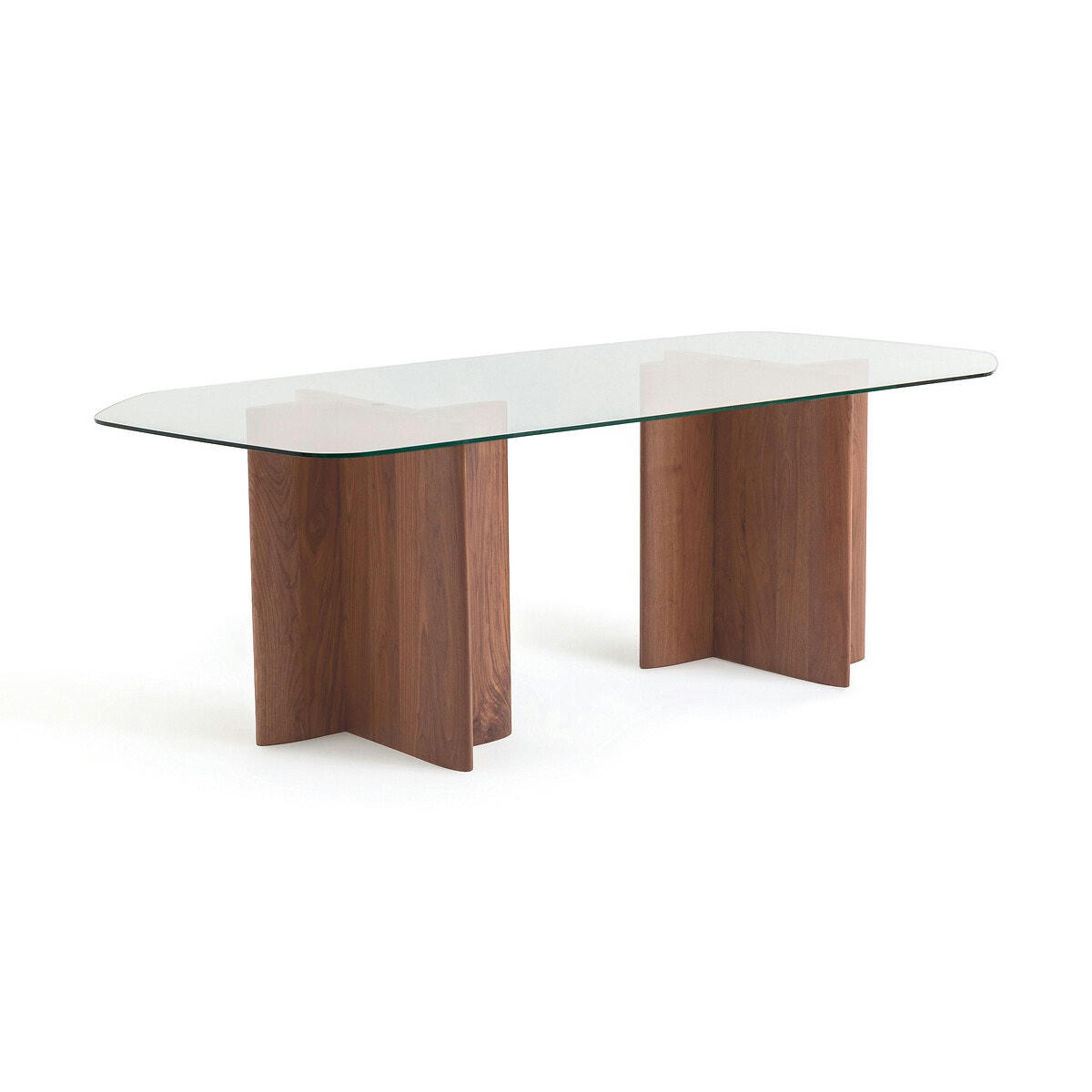 Table de repas verre/noyer, Nella