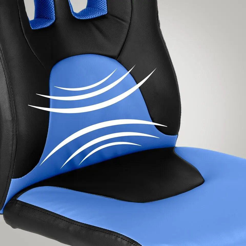 CLP Bureaustoel Fun zwart Frame - Kunstleer - zwart/blauw