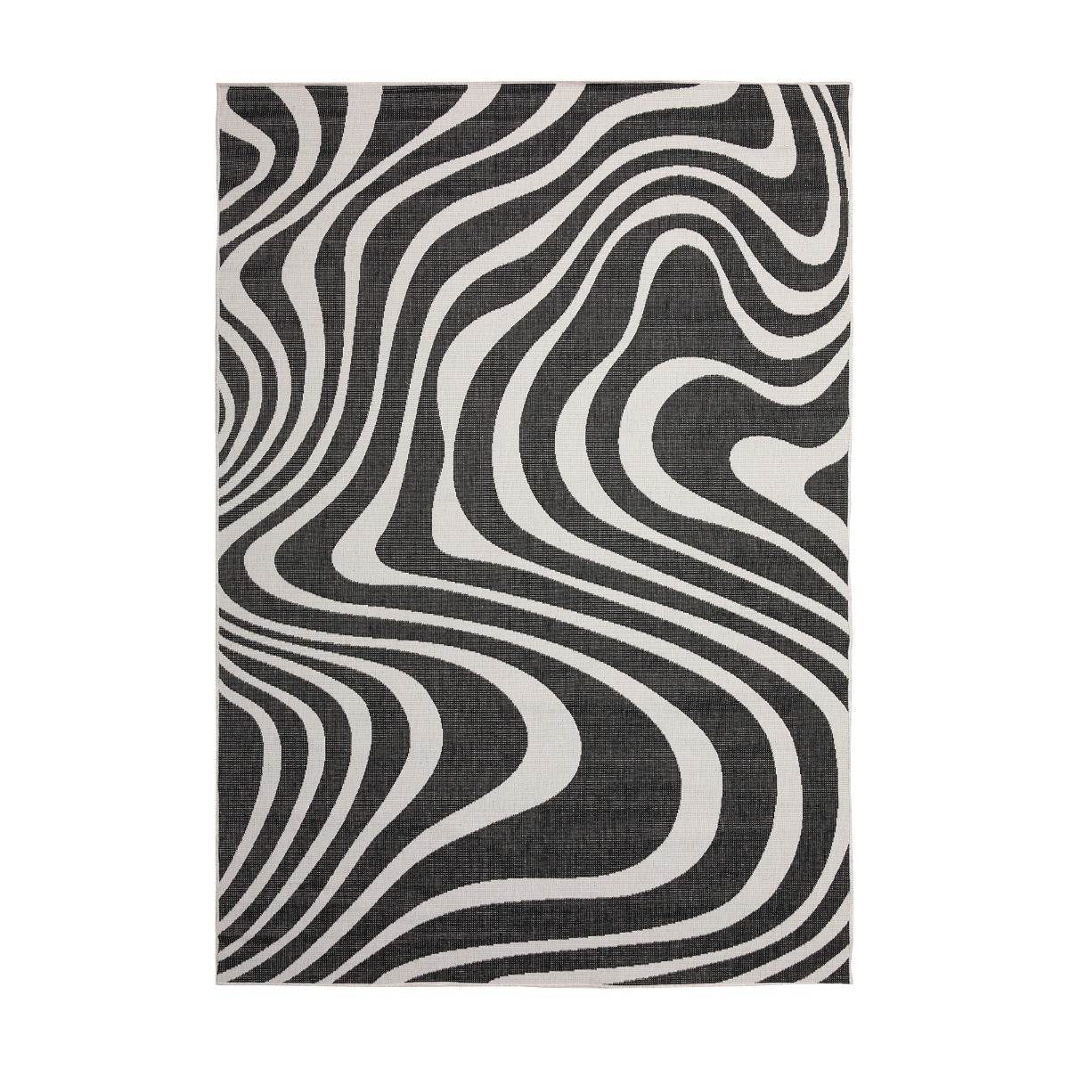 Interieur05 Buitenkleed Swirl Rechthoek - Zwart - Dubbelzijdig