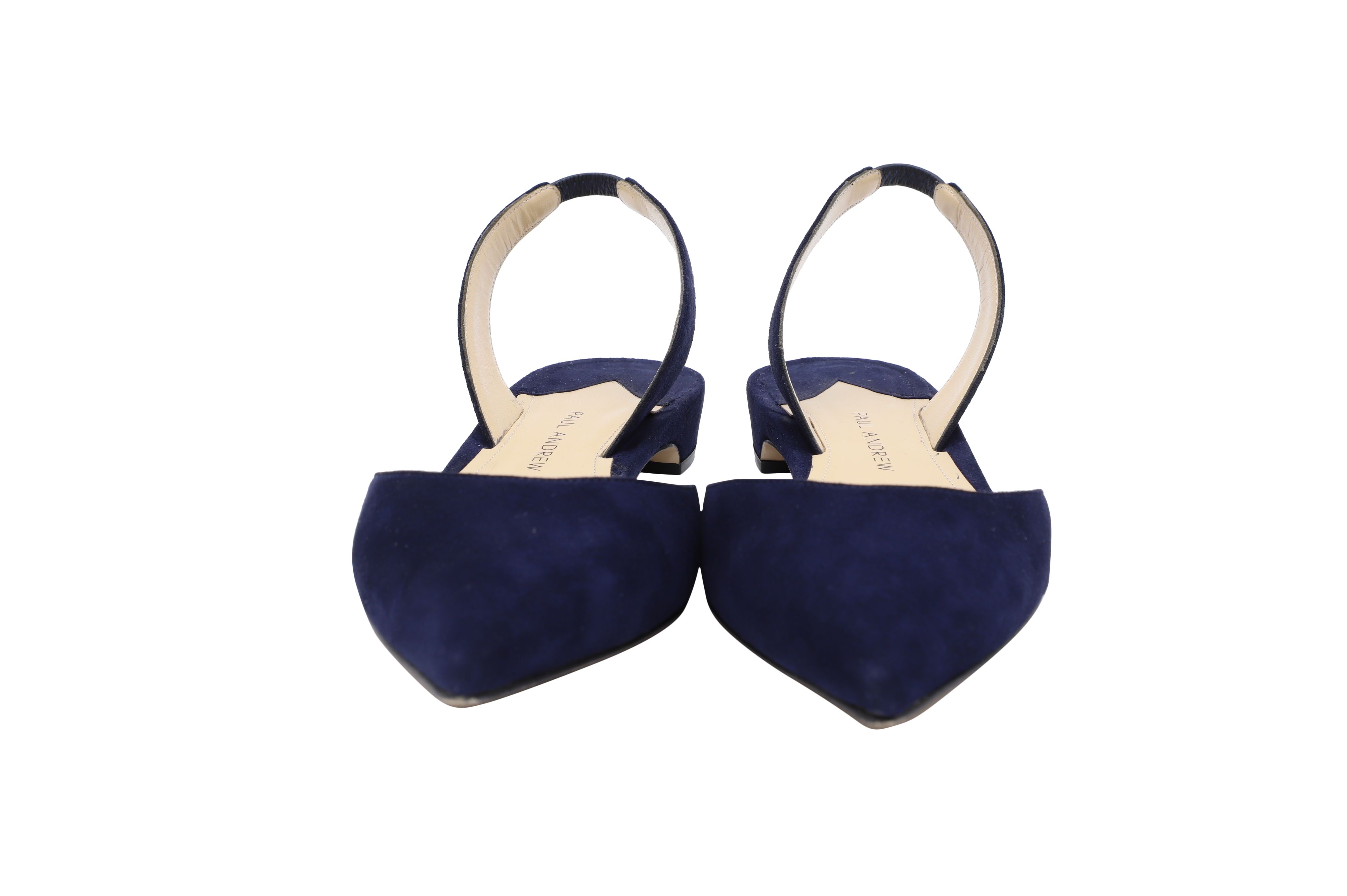 Paul Andrew Preloved Rhea 15 Slingback Sandals in Navy Blue Suede