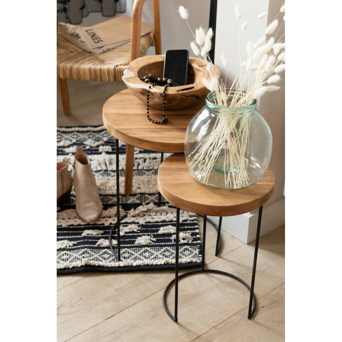 - Vide-poche rond déco en teck naturel D39cm