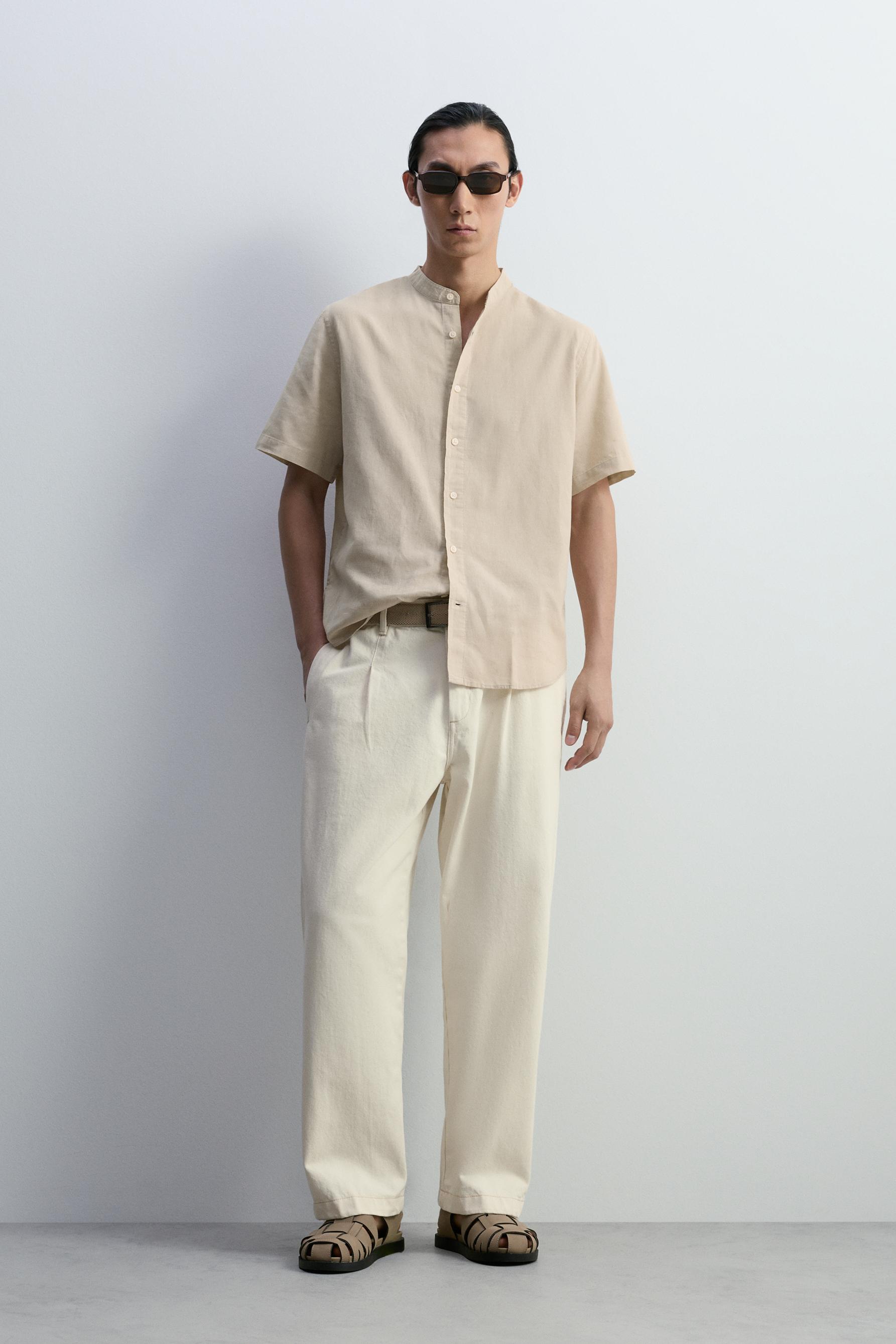 Camisa cuello mao lino - algodón