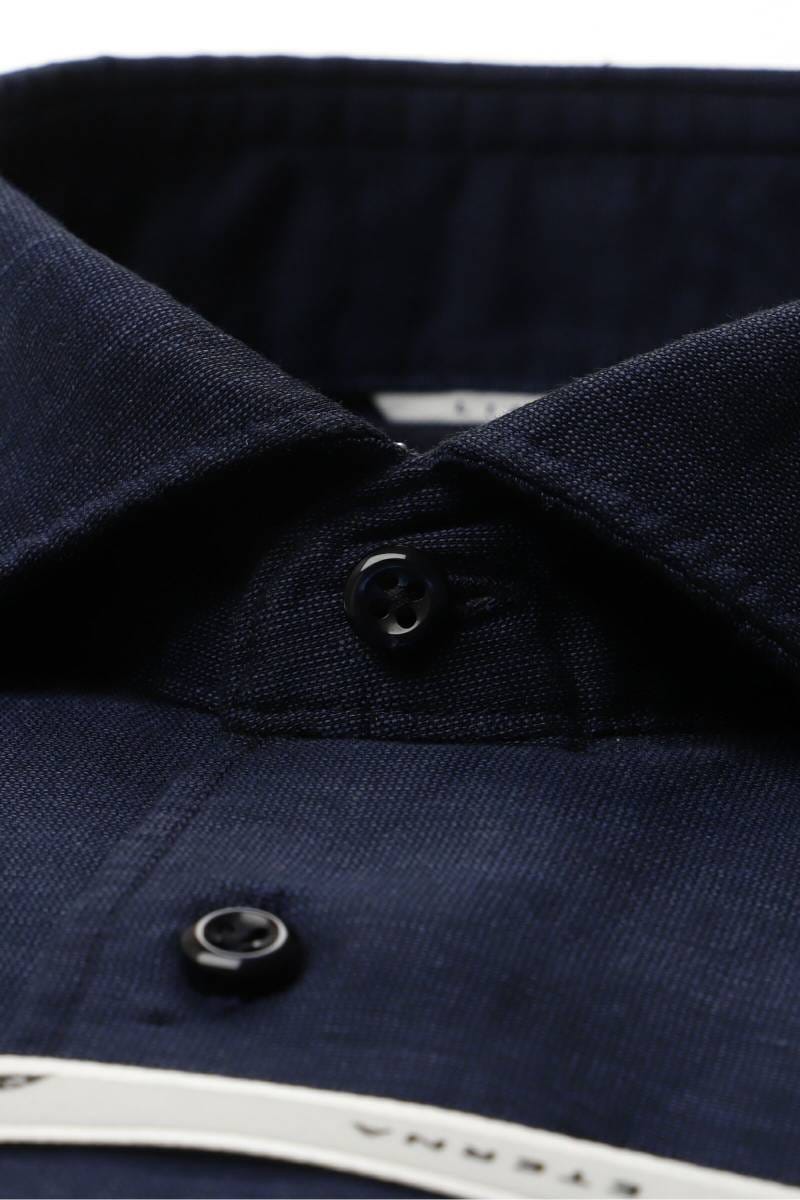 ETERNA 1863 Soft Tailoring Slim Fit Leinenhemd marine, Einfarbig