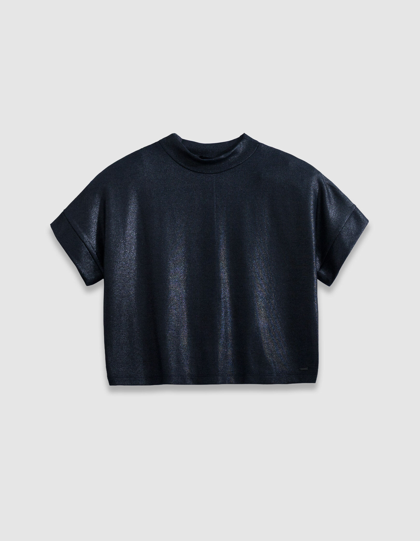 Tee-shirt manches courtes marine pailleté Femme