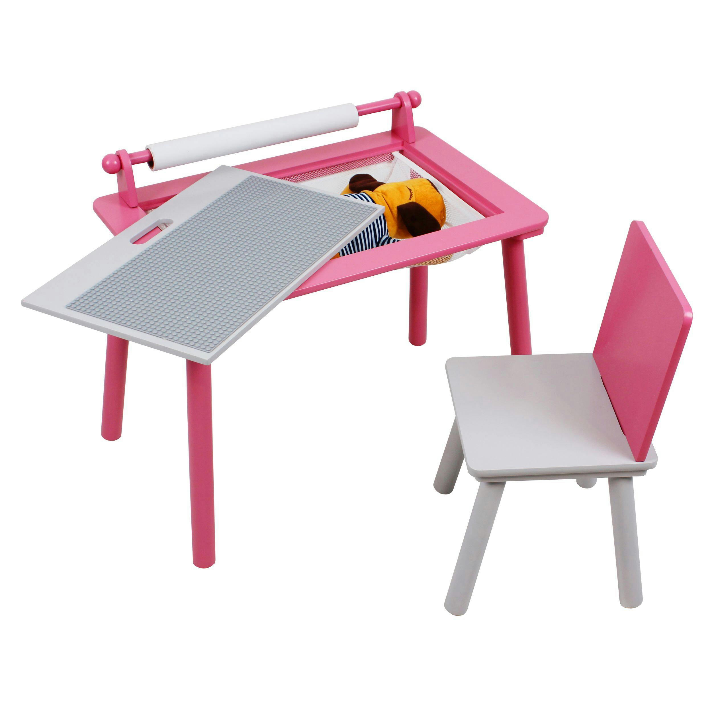 Danawares Pretty in Pink Wooden Activity Table with Chair
