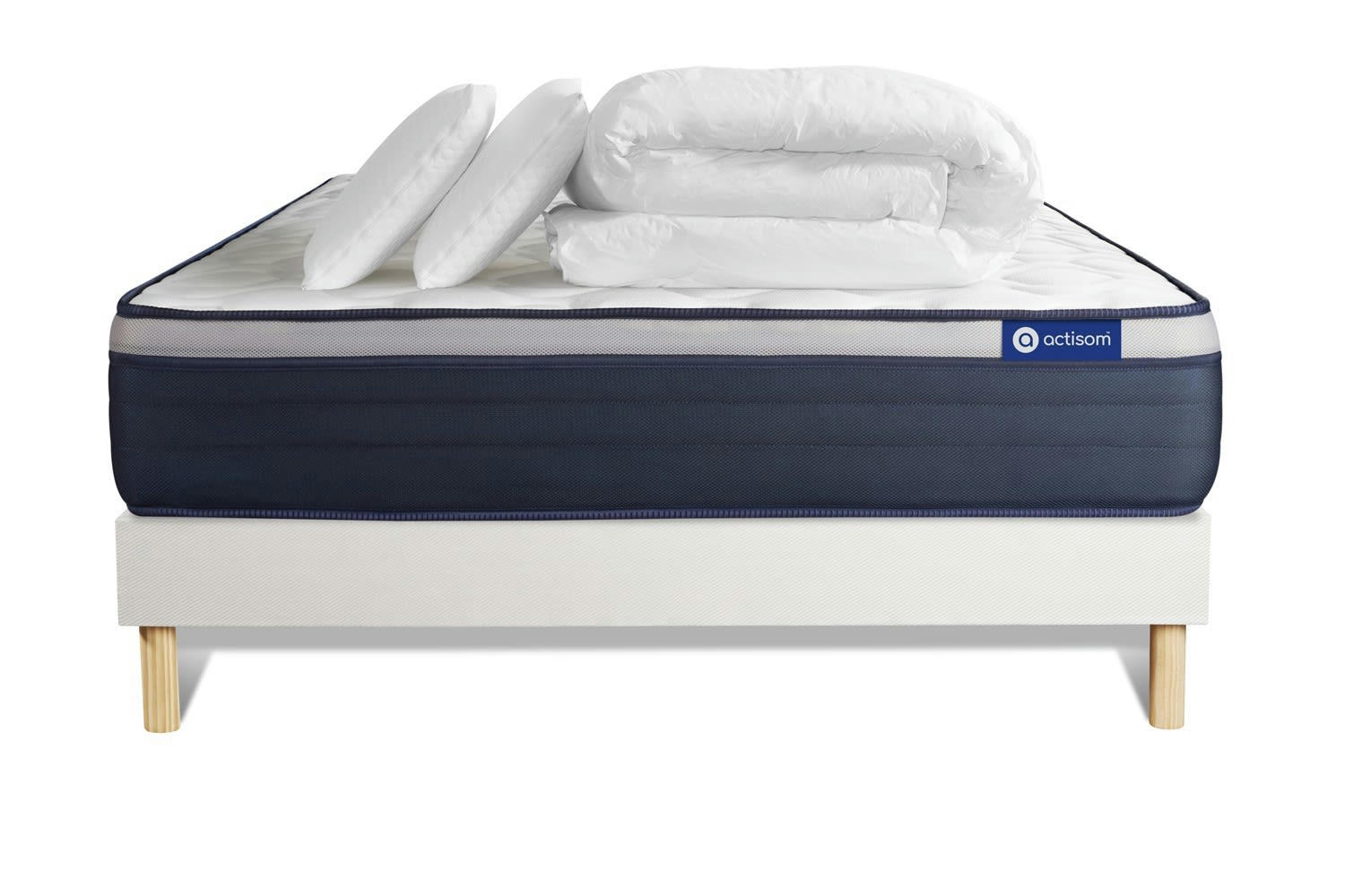 ACTIMEMO MAX - Pack prêt à dormir 160x200 cm sommier kit blanc