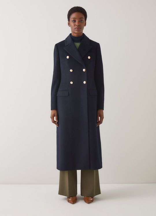 Natalia Midnight Wool Fitted Double Breasted Coat