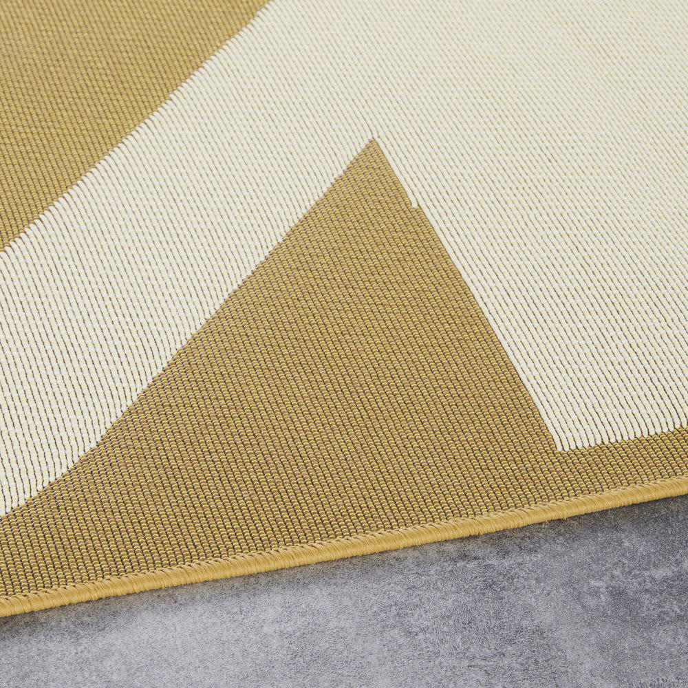 PONTEIL - Tapis tissé jacquard écru, jaune moutarde et brun 160x230