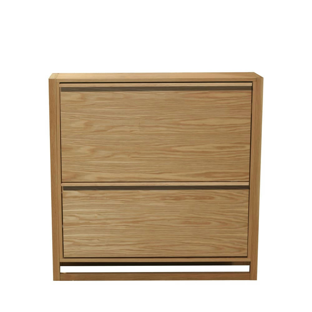 NEWEST - Meuble à chaussures 2 compartiments en bois L100cm bois clair