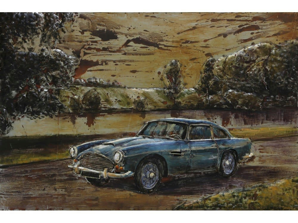 MÉTAL BRASS - Tableau relief en métal aston martin db5 120x80