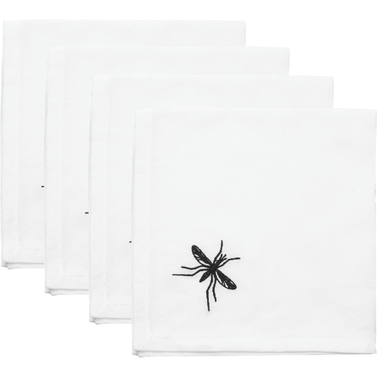 MOSQUITO - Serviettes de table (x4) coton  45x45 blanc / noir