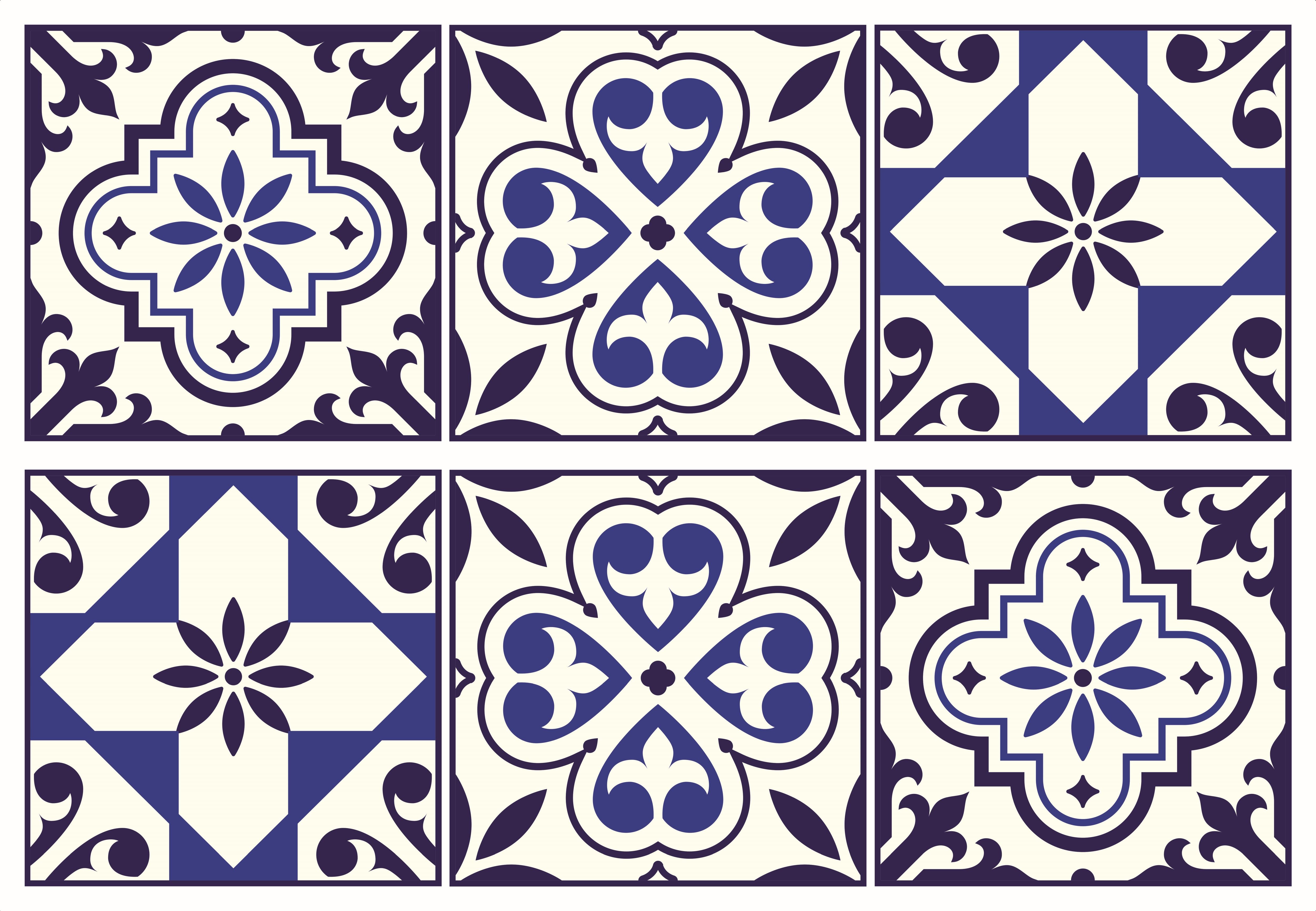 Sanders & Sanders muursticker tegelmotief blauw - 65 x 42.5 cm - 600329