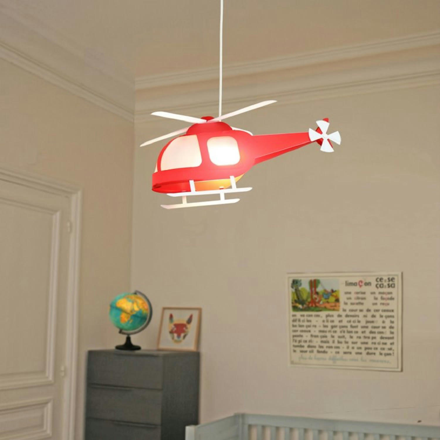 - Suspension enfants Hélicoptère Rouge 53cm