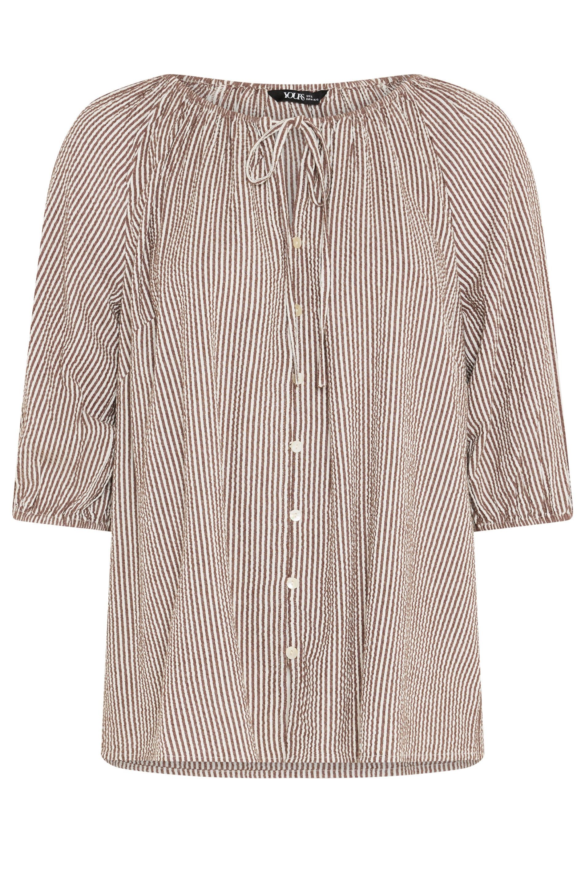 Yours Stripe Tie Front Top