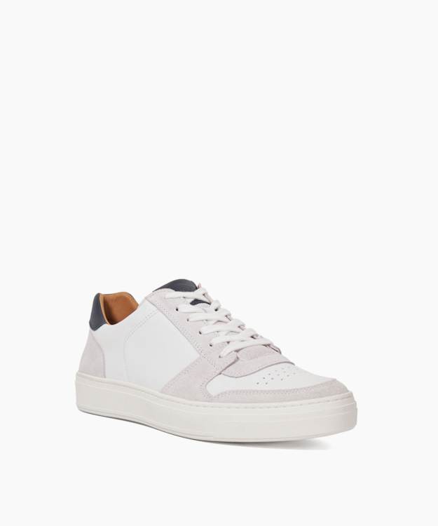 Tawly White - Wide Fit Leather Perforated Lace Up Trainers