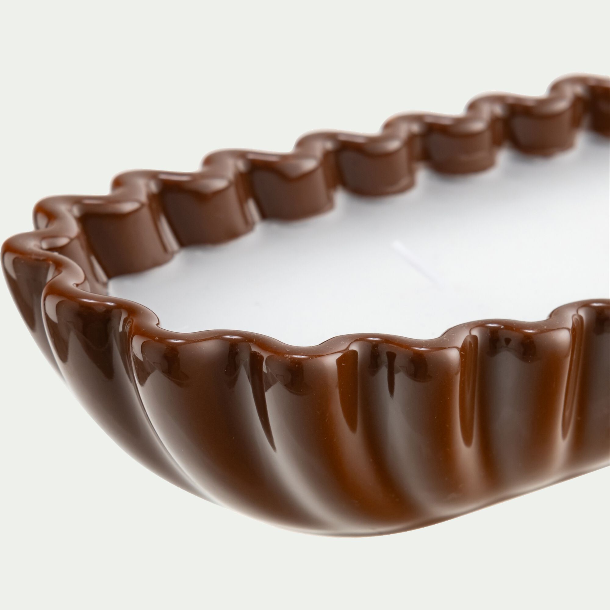 DELYO - Bougie pot en céramique L24,5xH5cm - marron