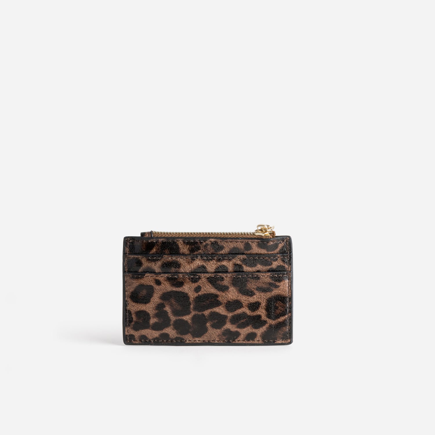 Porte-cartes marron motif léopard
