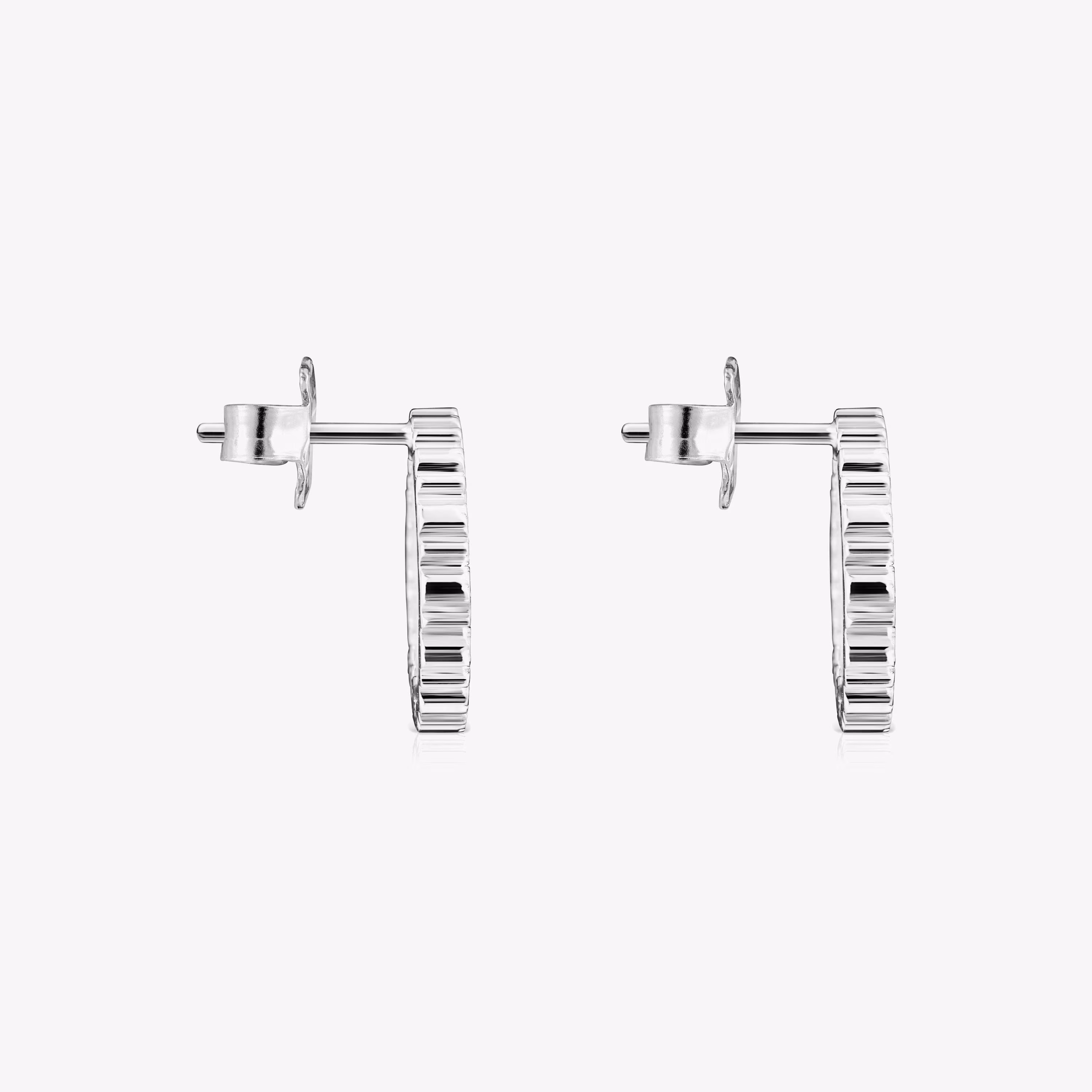 Pendientes medianos disco de plata Straight