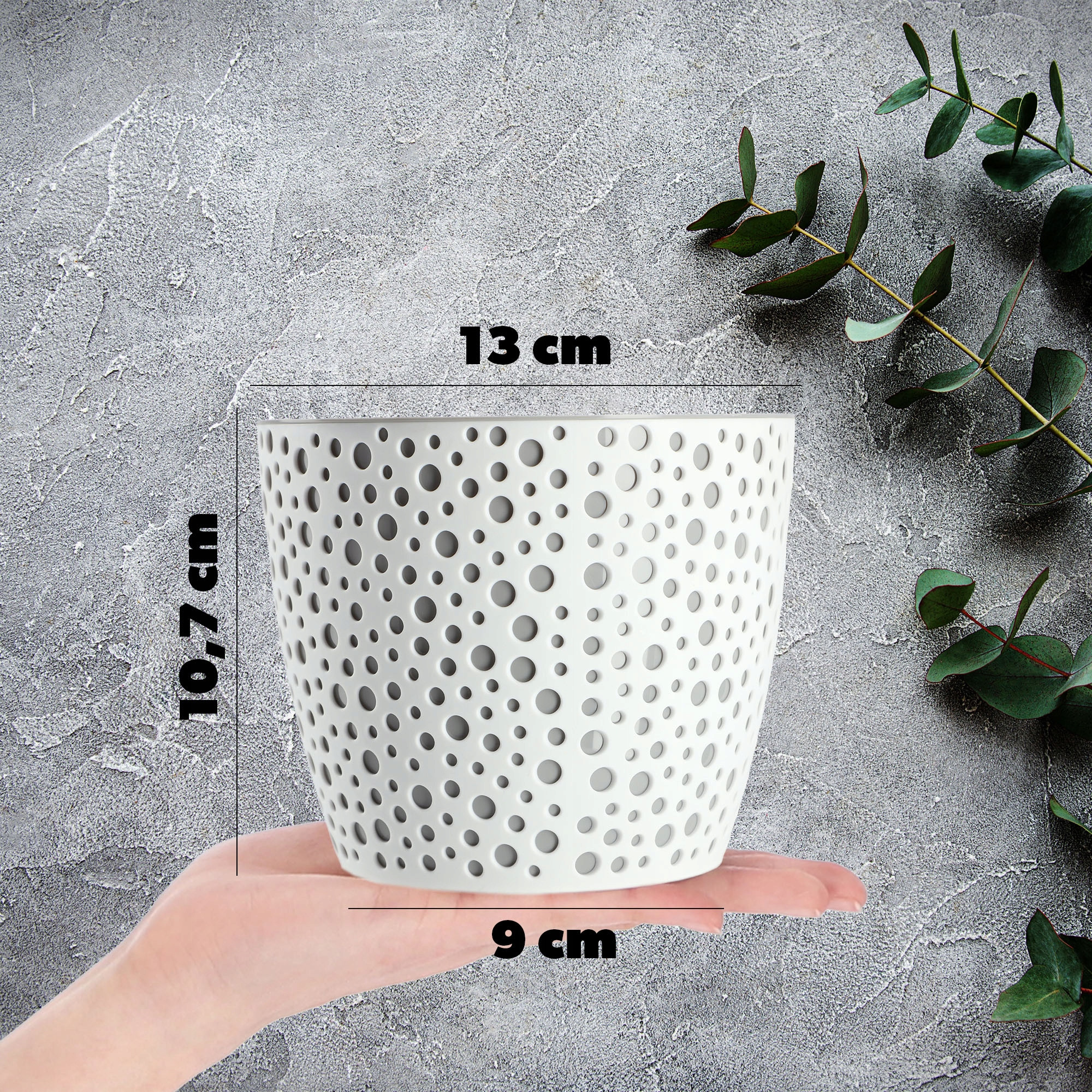 Doniczka Osłonka Okrągła Na Kwiaty Szara 13cm