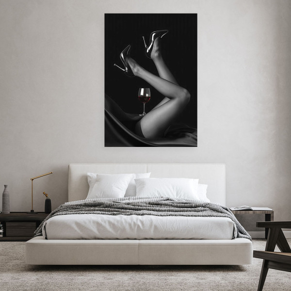 Feeby Obraz do salonu sypialni, Nogi Kobiety i Lampka wina 40x60