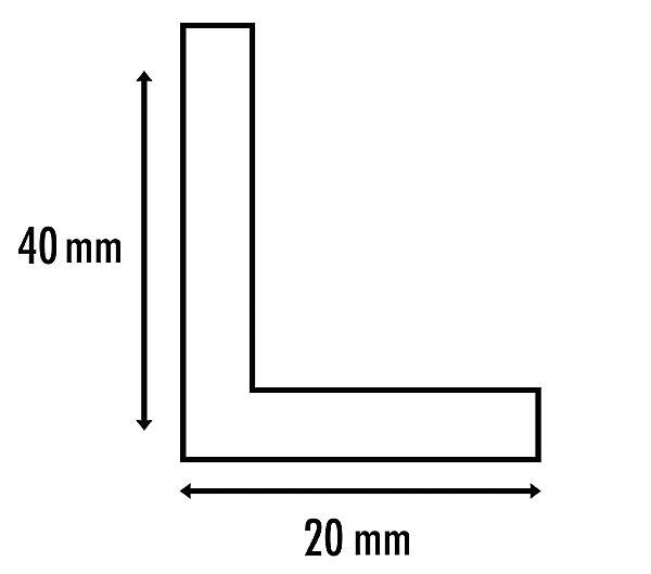 Cornière en alu 40mm x20mm x1.3mm, lg 1000mm (Anodisé argent)