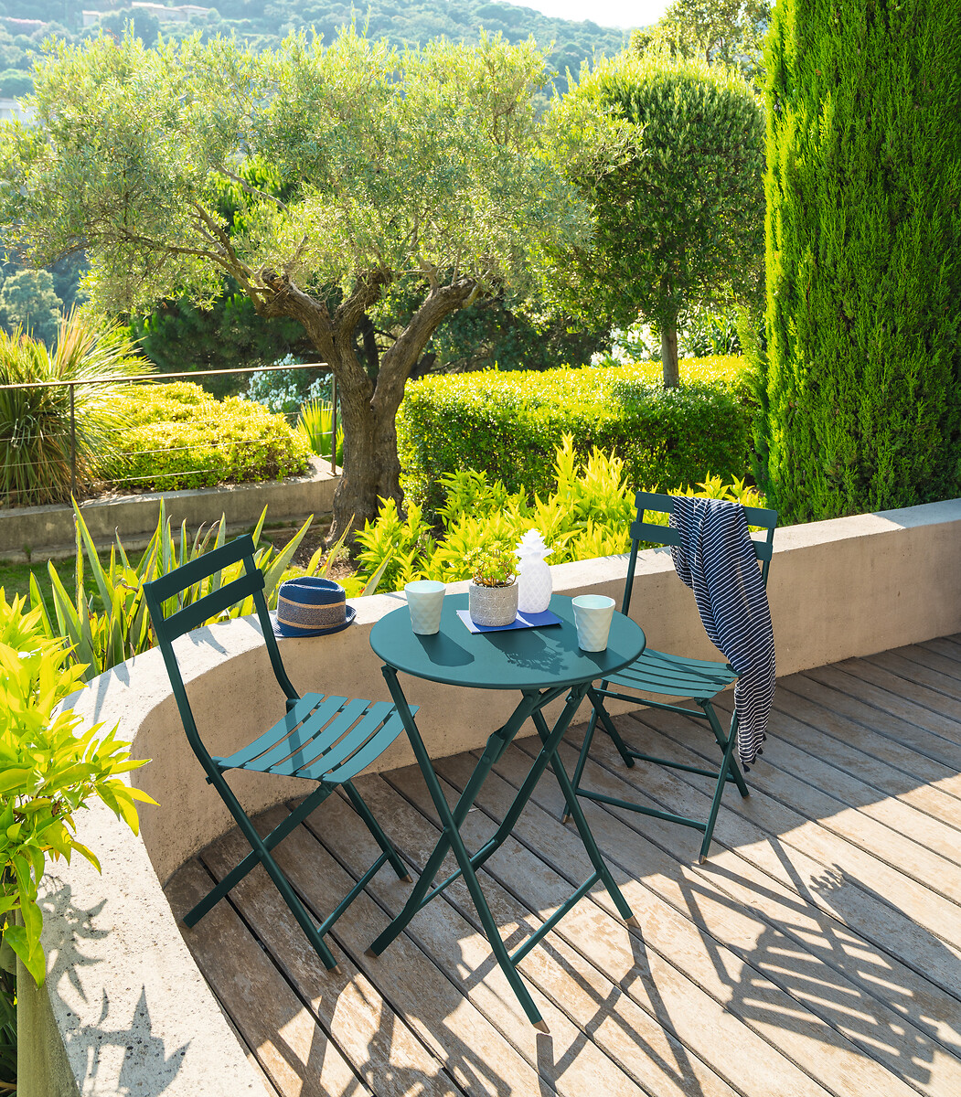 Mesa encartável GREENSBORO redonda azul