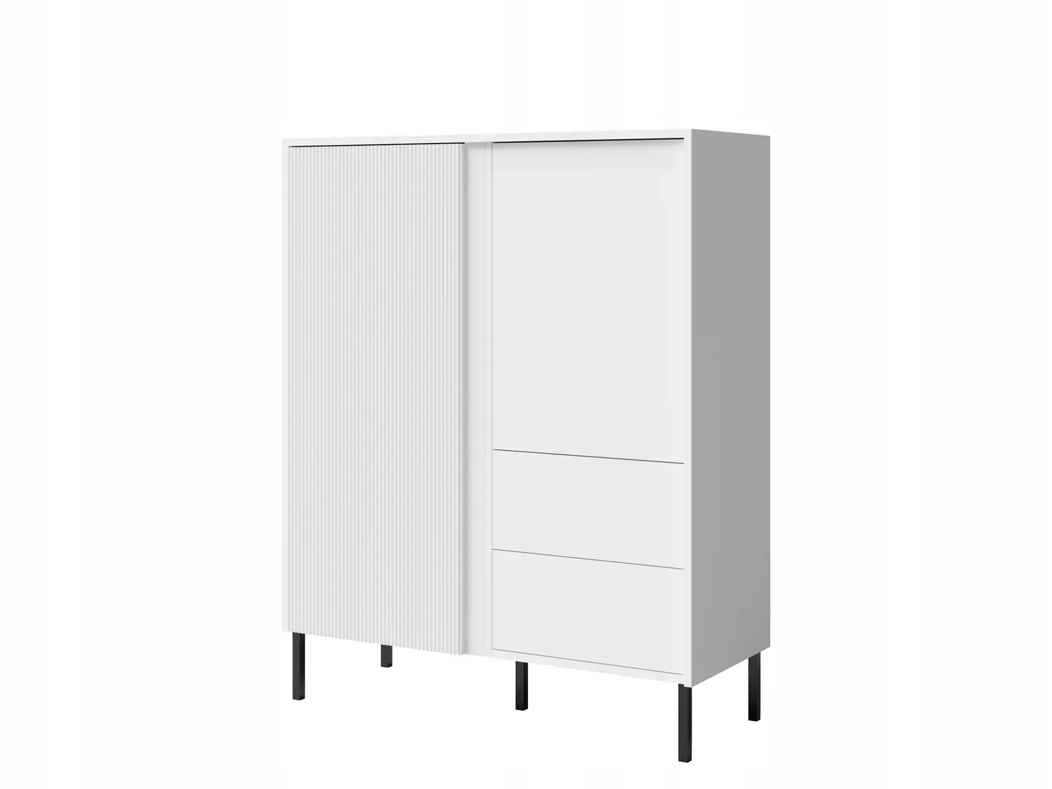 Komoda 1 MIA 100 cm z ryflowanym frontem z szufladami Biały
