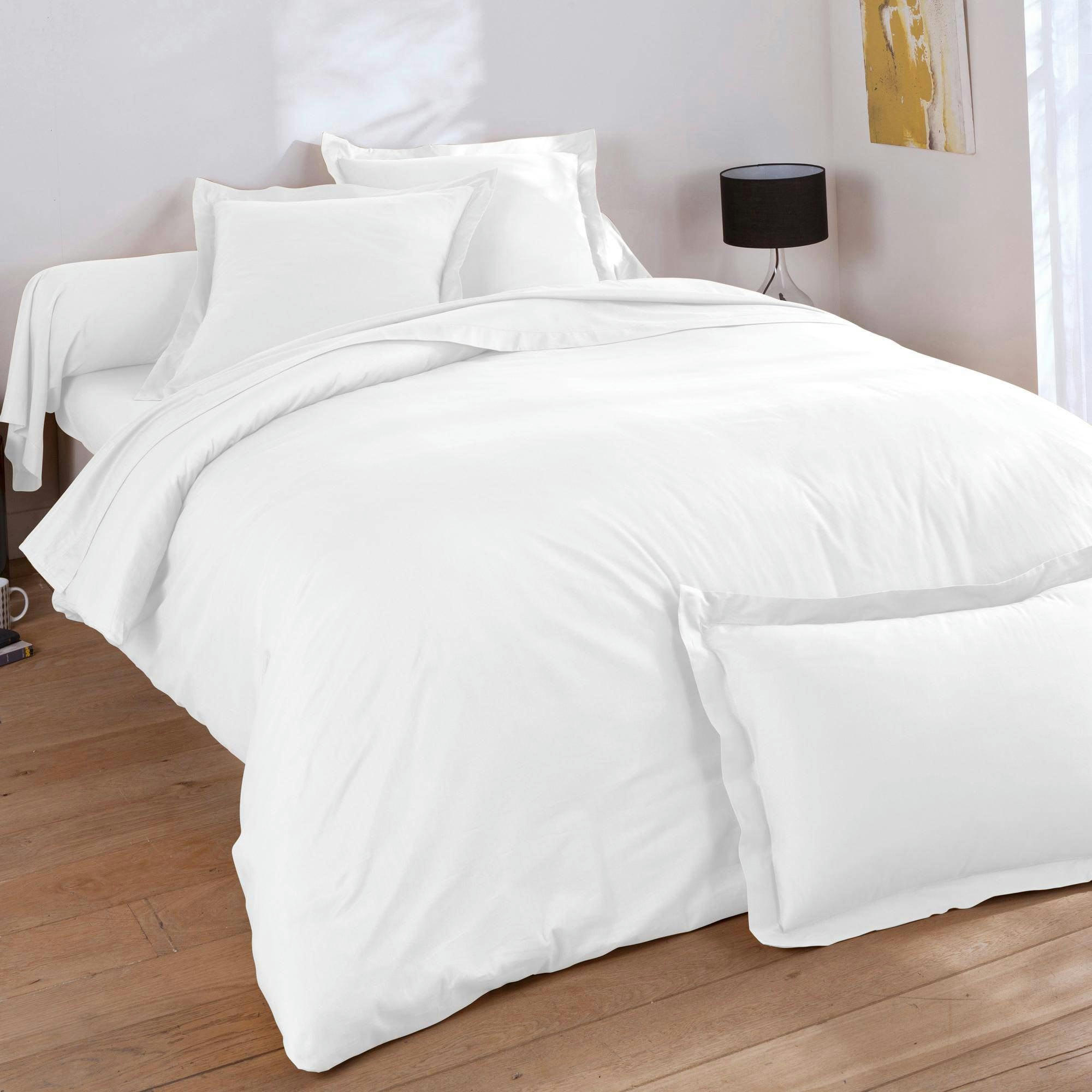 COTON UNI LAURÉAT - Drap-housse 160x200x28 blanc en coton