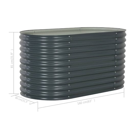 NNEVL Garden Raised Bed 160x80x81 cm Galvanised Steel Grey