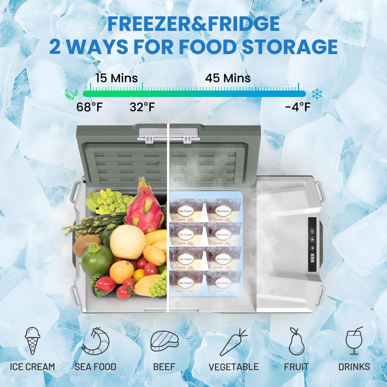 Alpicool 12 Volt Refrigerator 12V Car Fridge 16 Quart Portable Refrigerator for Car 12/24V DC 110~240 Volt AC for Truck RV Camper SUV Portable Freezer Electric Cooler for Camping (-4℉-68℉)