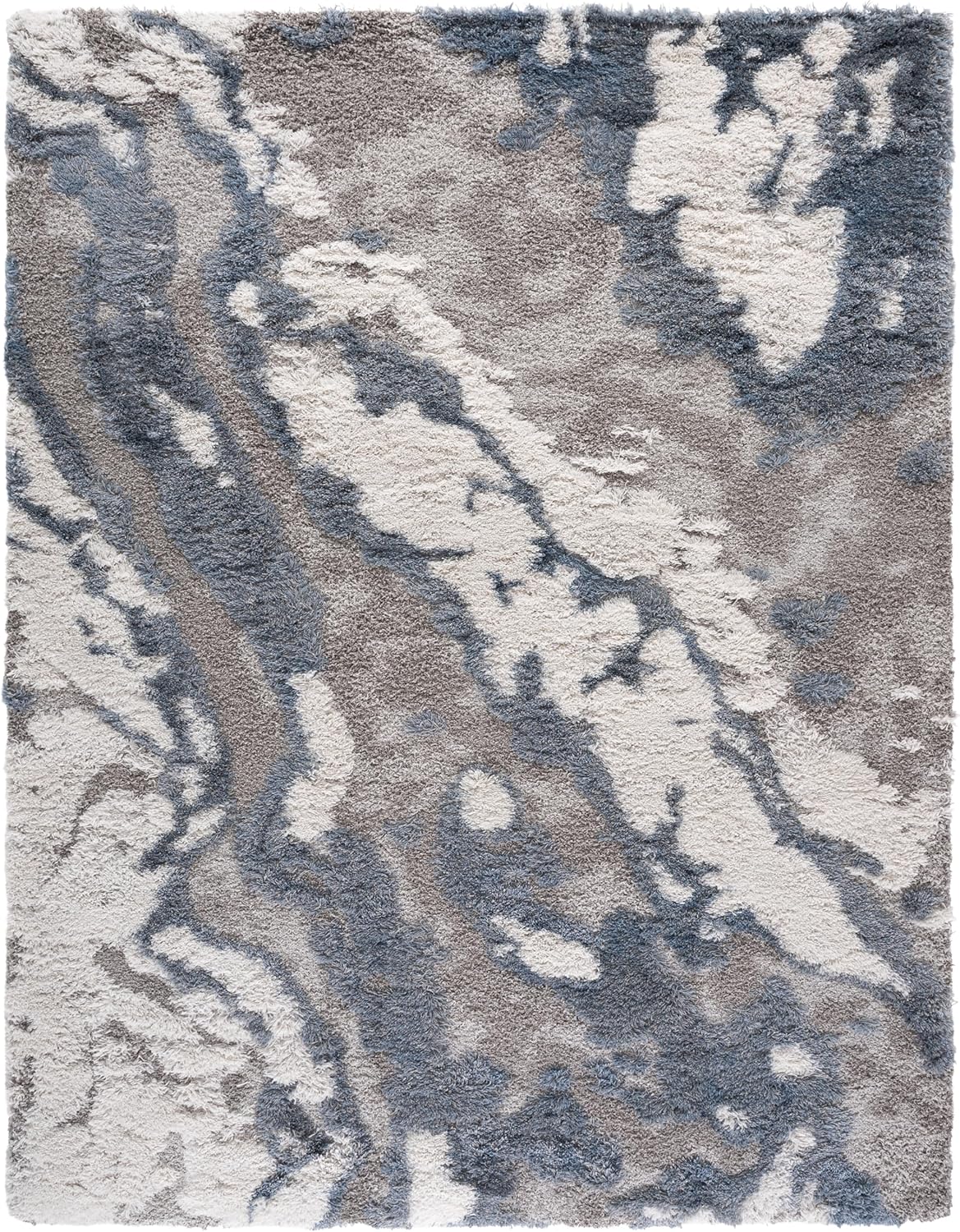 SAFAVIEH Horizon Shag Collection Area Rug - 9' x 12', Grey & Blue, Modern Abstract Design, Non-Shedding & Easy Care, 2-inch Thick Ideal for High Traffic Areas in Living Room, Bedroom (HZN890G)