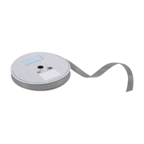 Trimits Metal Grey Double-Faced Satin Ribbon by the Metre 10mm