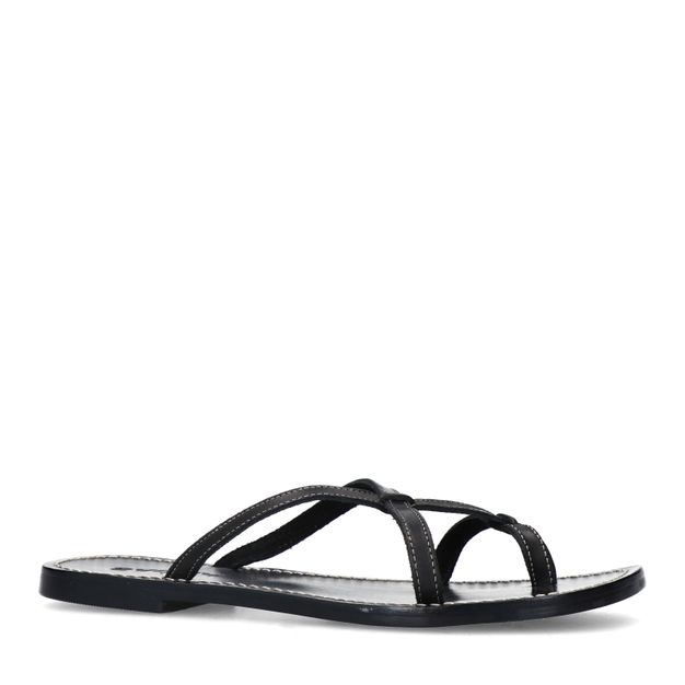 Zwarte leren slippers
