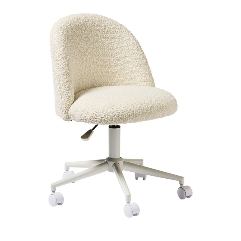 Brady White Boucle Kids Desk Chair