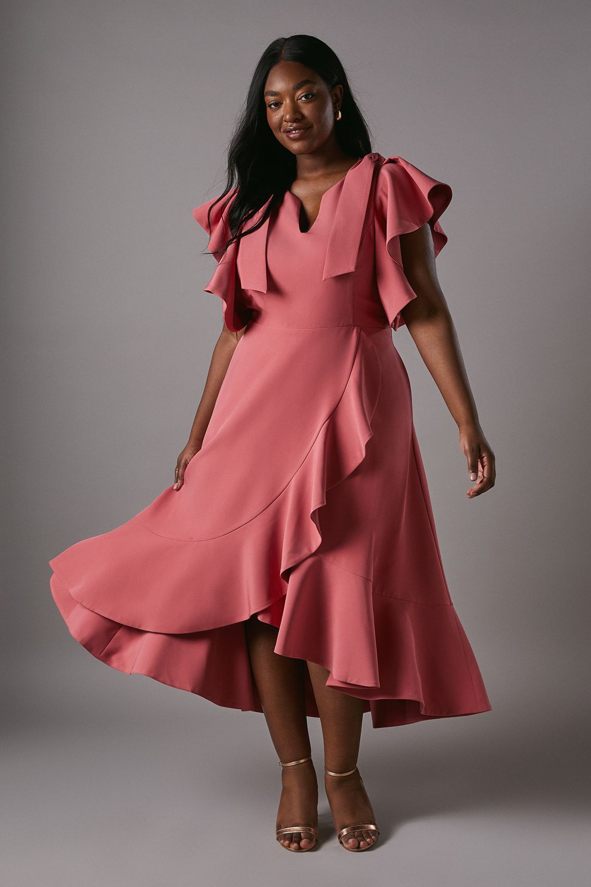 Coast Plus Crepe Ruffle Wrap Midi Dress
