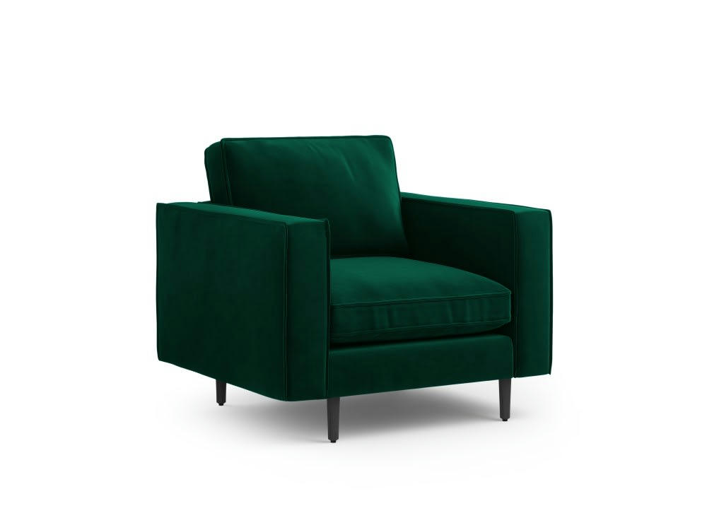 ALEXIS - Fauteuil 1 place en velours vert bouteille