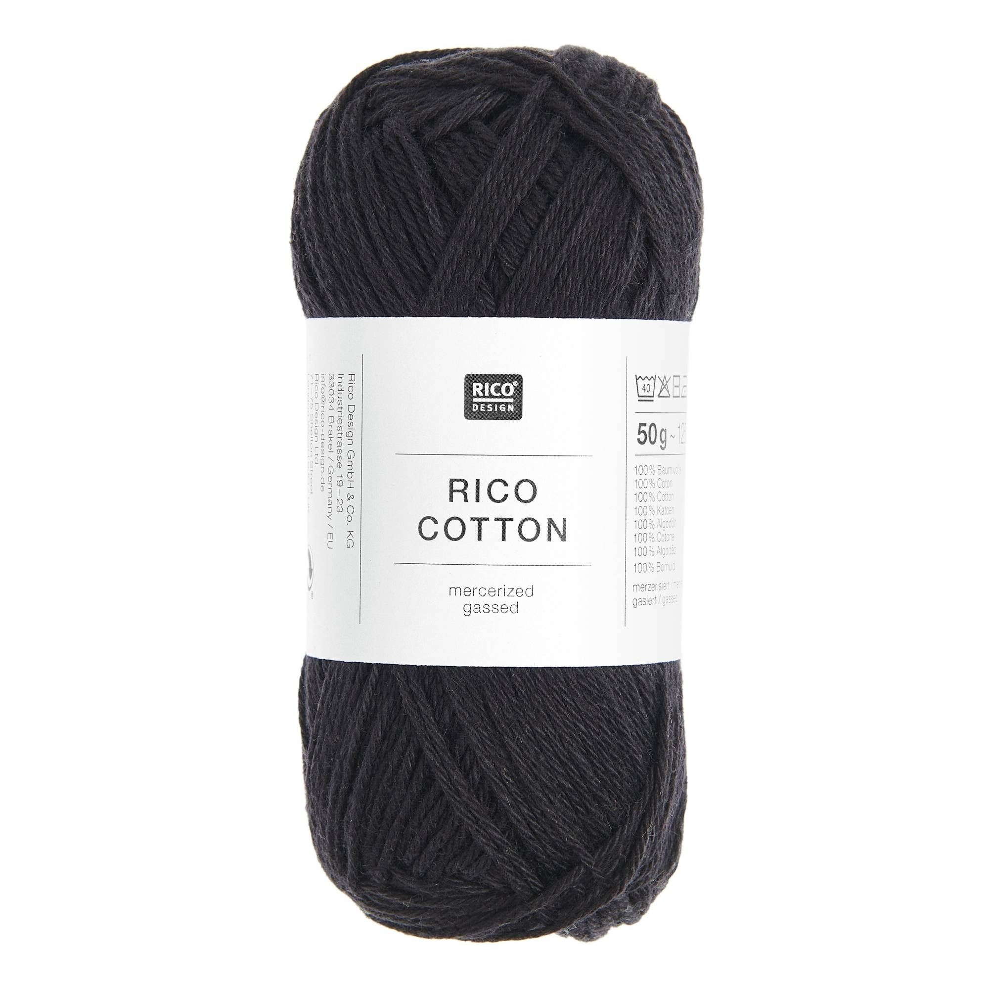 Rico Essentials Black Cotton 4ply 50g