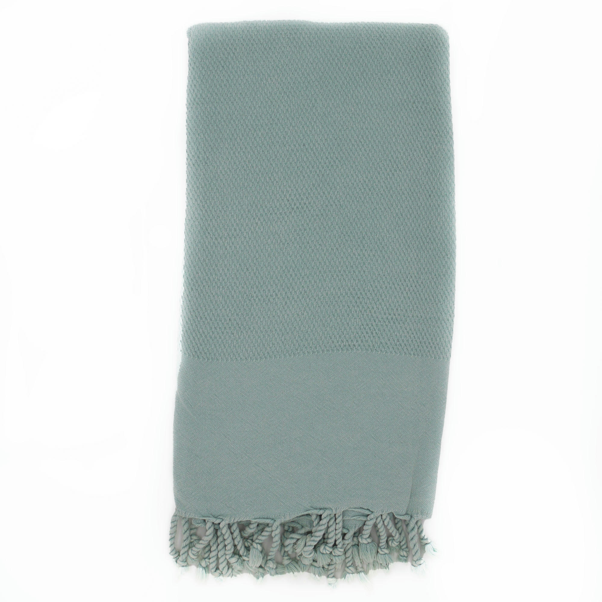 - Fouta vintage 100% coton avec franges vert mer 95x170cm