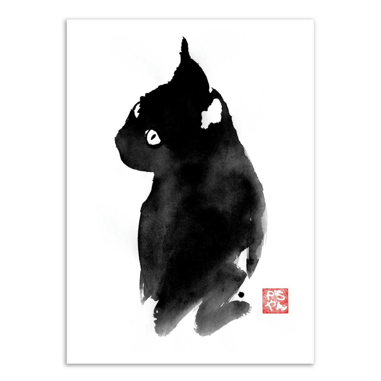 PECHANE SUMIE - BLACK CAT - Affiche d'art 50 x 70 cm