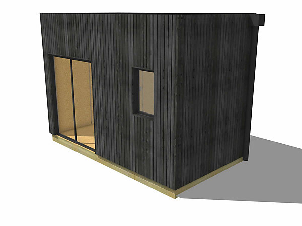 Bureau de jardin 4 saisons en bois 4,4 x 2,4 x 3,2 m / isolation RE2020 avec plancher isolé / menuiseries alu k-line