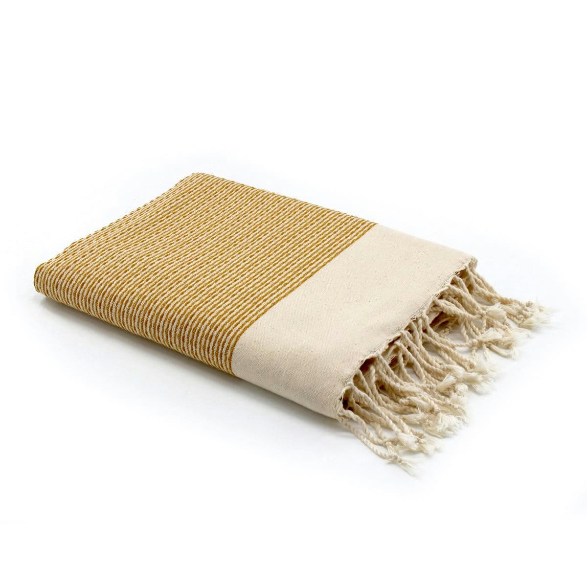 RIO - Fouta coton  100x200 jaune moutarde