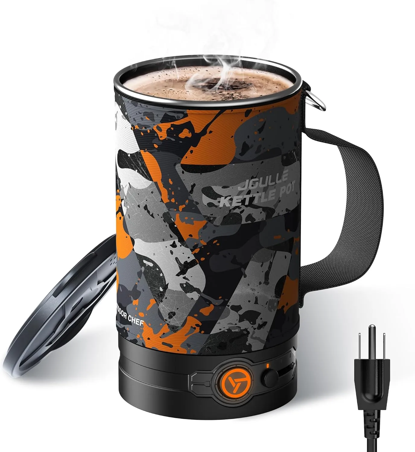 Electric Kettle, Multi-Functional Portable Travel Water Boiler Cooker, 30 oz Electric Kettle for Coffee, Cooking, Popcorn Maker, Camping RV Essentials(Joulle Kettle Pot Camouflage)