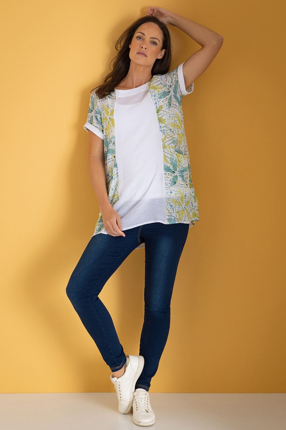Klass. Splatter Print And Plain Tunic Top