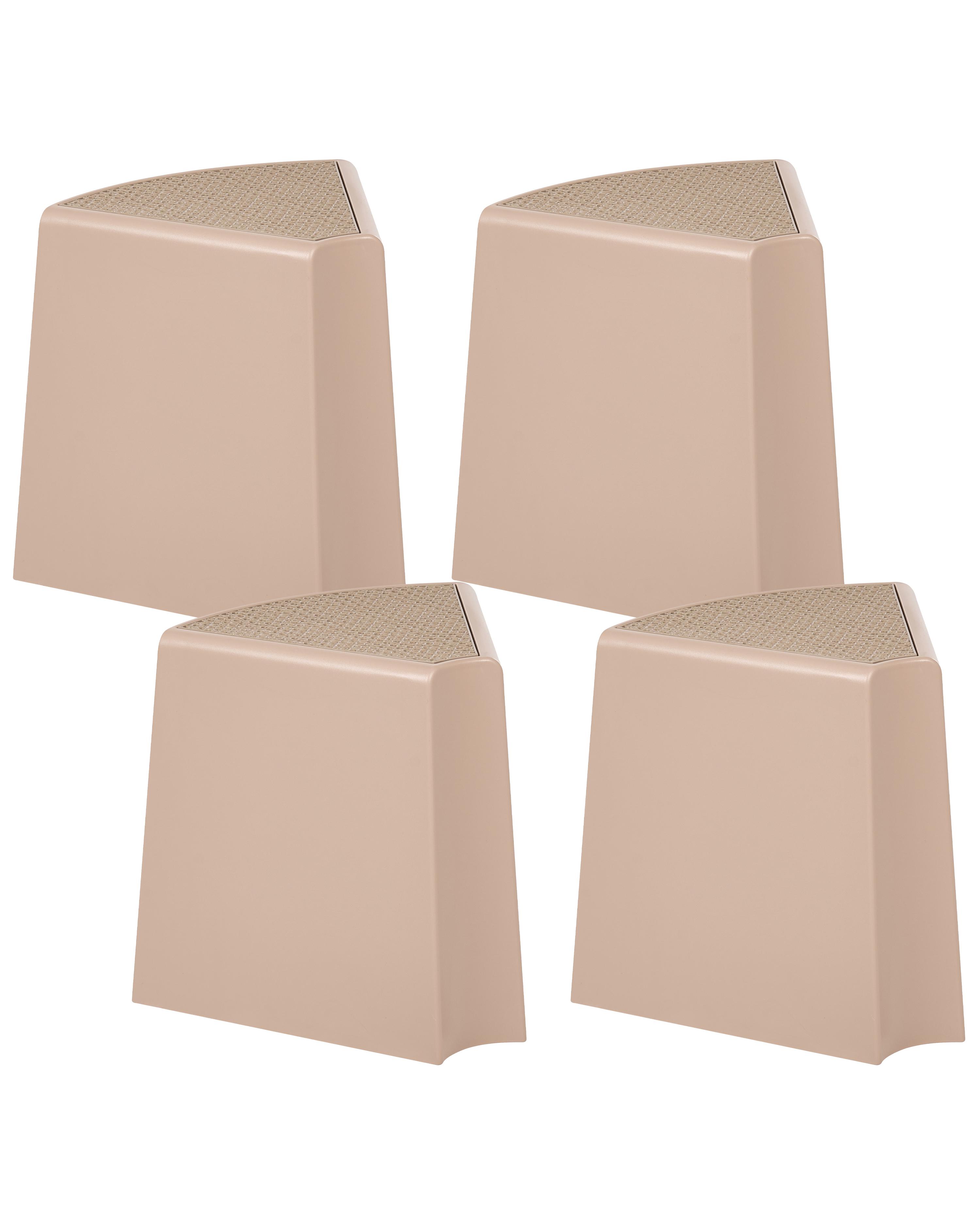 Set of 4 Garden Stools EVROS Beige
