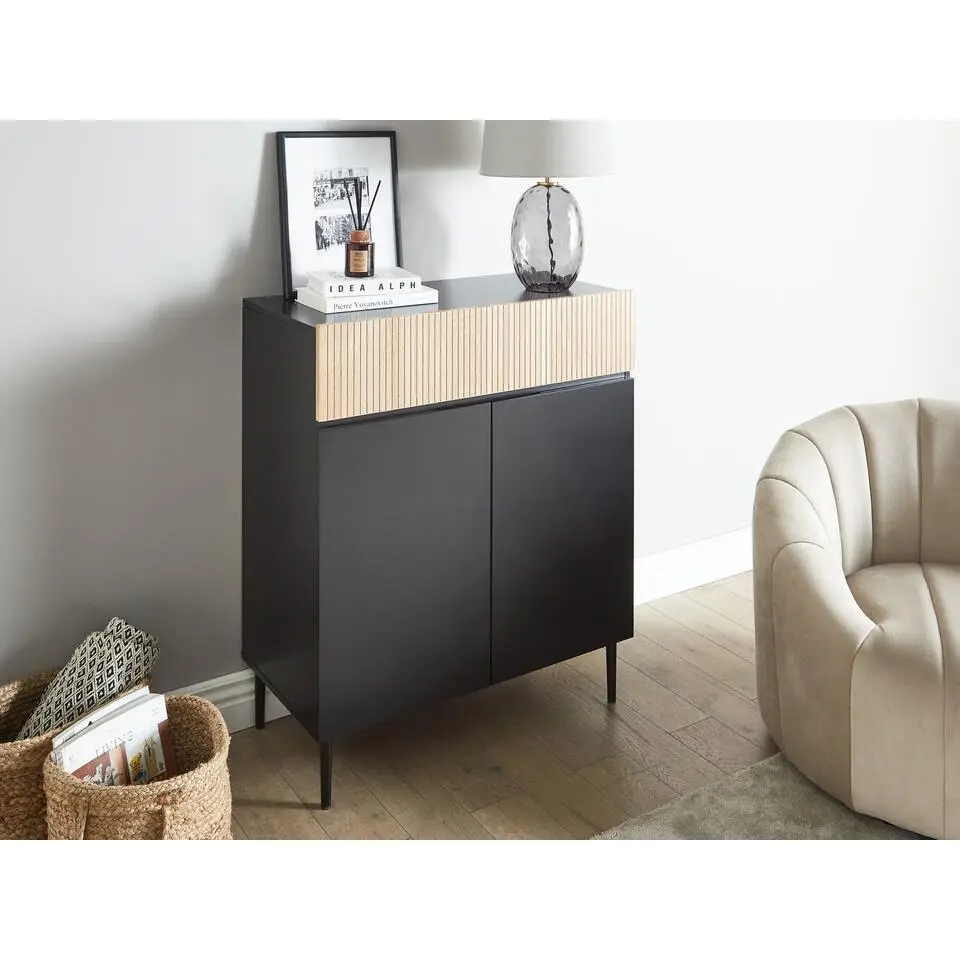BLYTHE - Sideboard 2-deurs - Zwart/Bruin - MDF