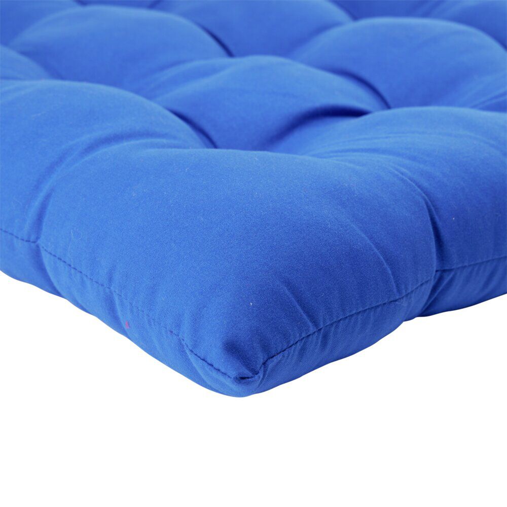 Galette de chaise carrée unie bleue 38x38cm