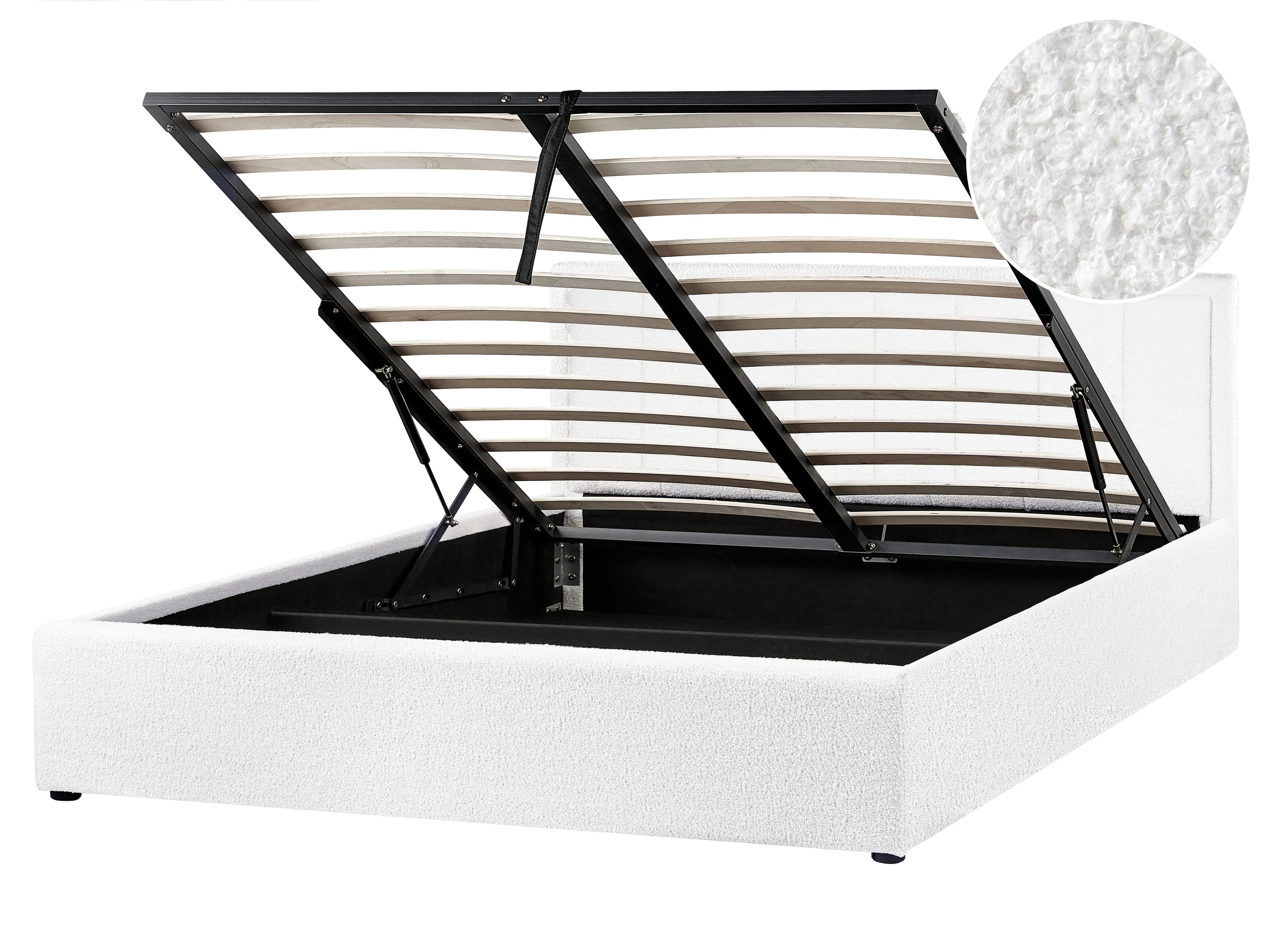 Ottoman Bed Boucle MONTLAUR 140 x 200 cm (EU Double) White