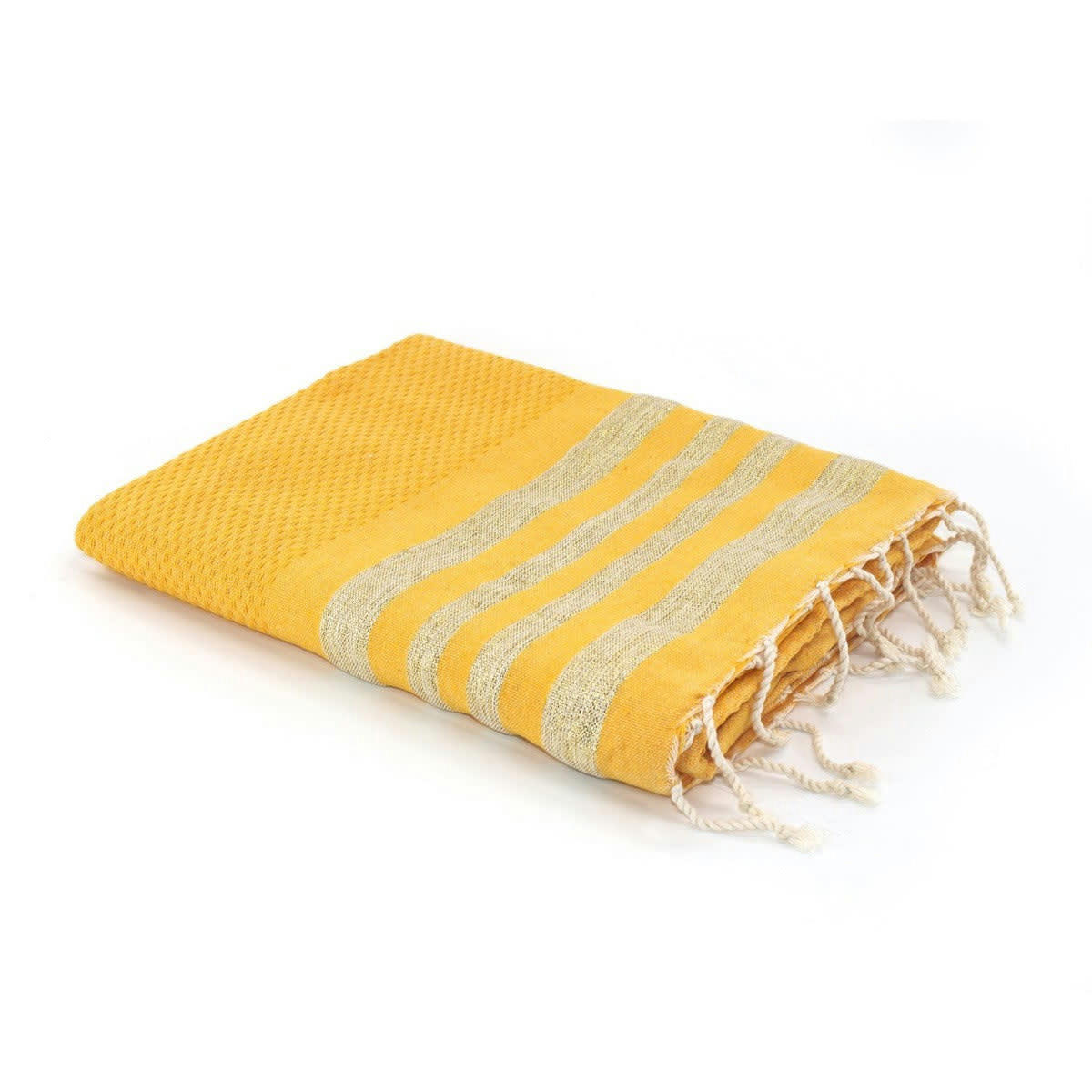 HAMPTONS - Fouta lurex coton  100x200 jaune safran / or