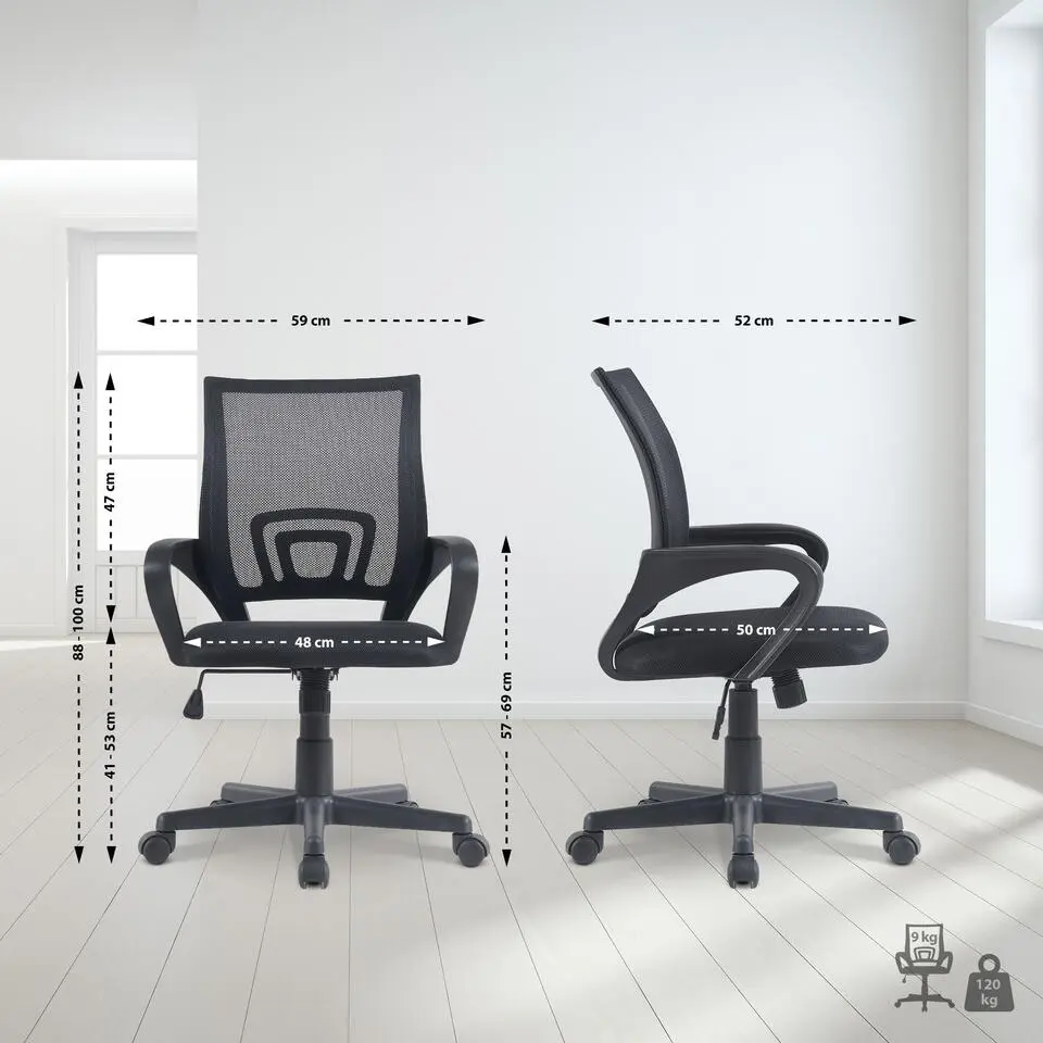 CLP Bureaustoel Genius zwart Frame - Kunstleer - zwart